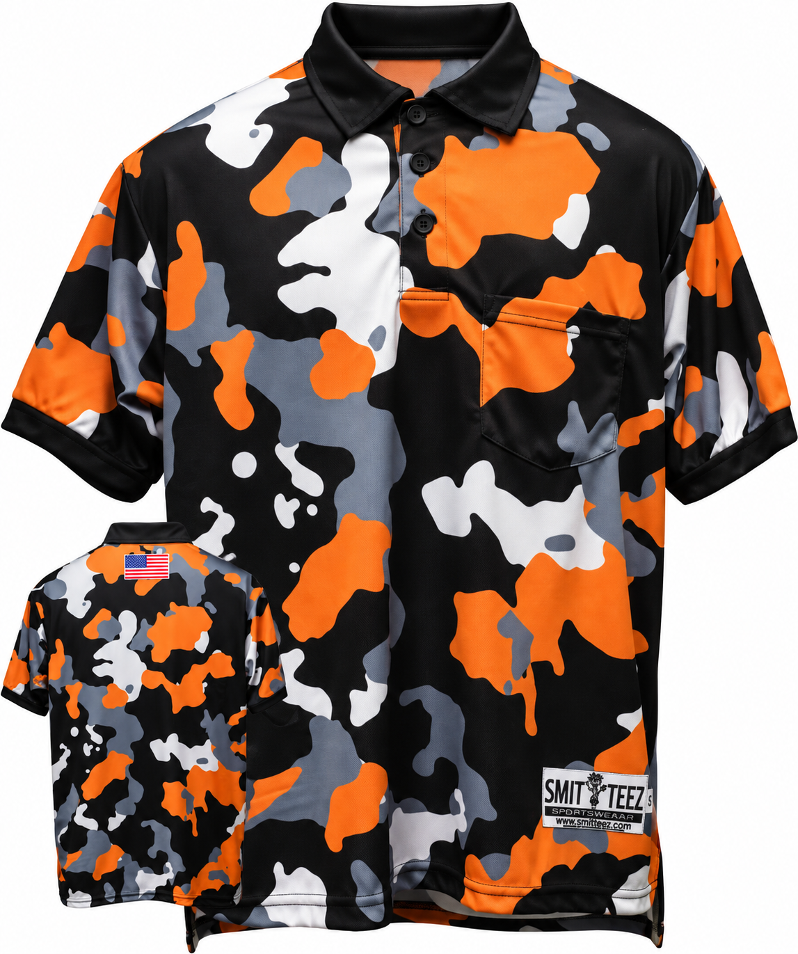 Black & Orange Camo Umpire Shirts