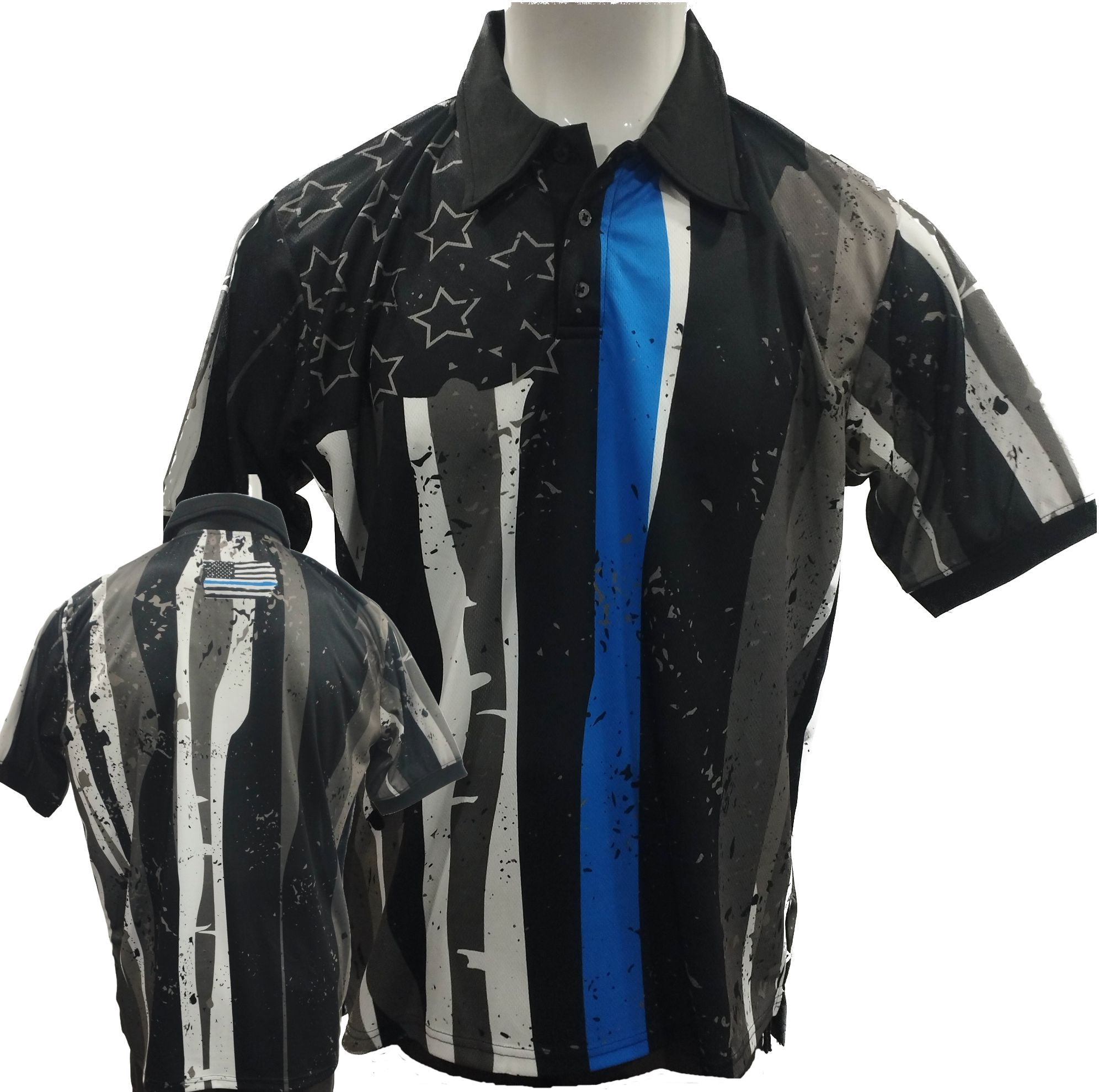 Blue Line Camo Umpire Shirt - Moisture Wicking Polo