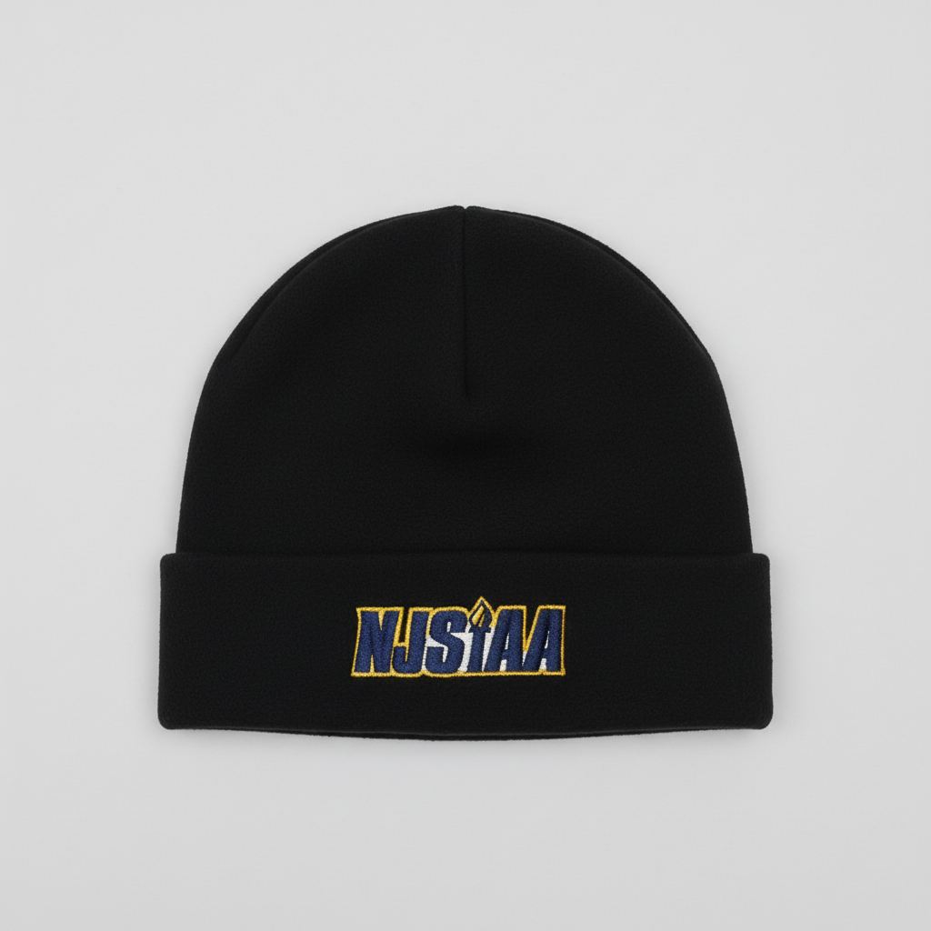 NJSIAA black beanie full product view