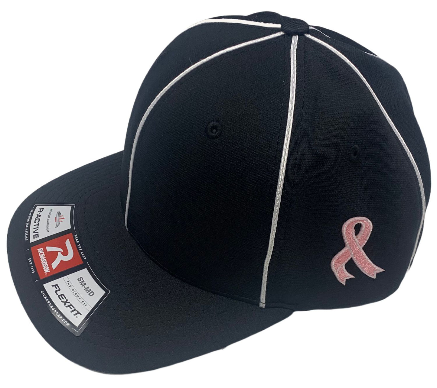 Black Referee Cap W/ Pink Ribbon