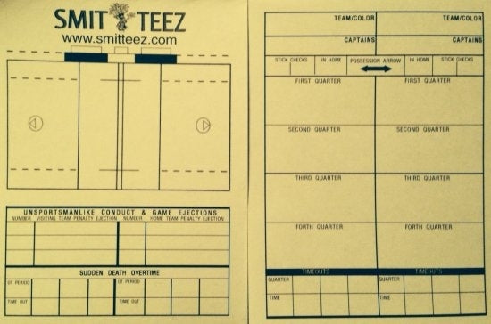 Lacrosse Referee Disposable Data Card