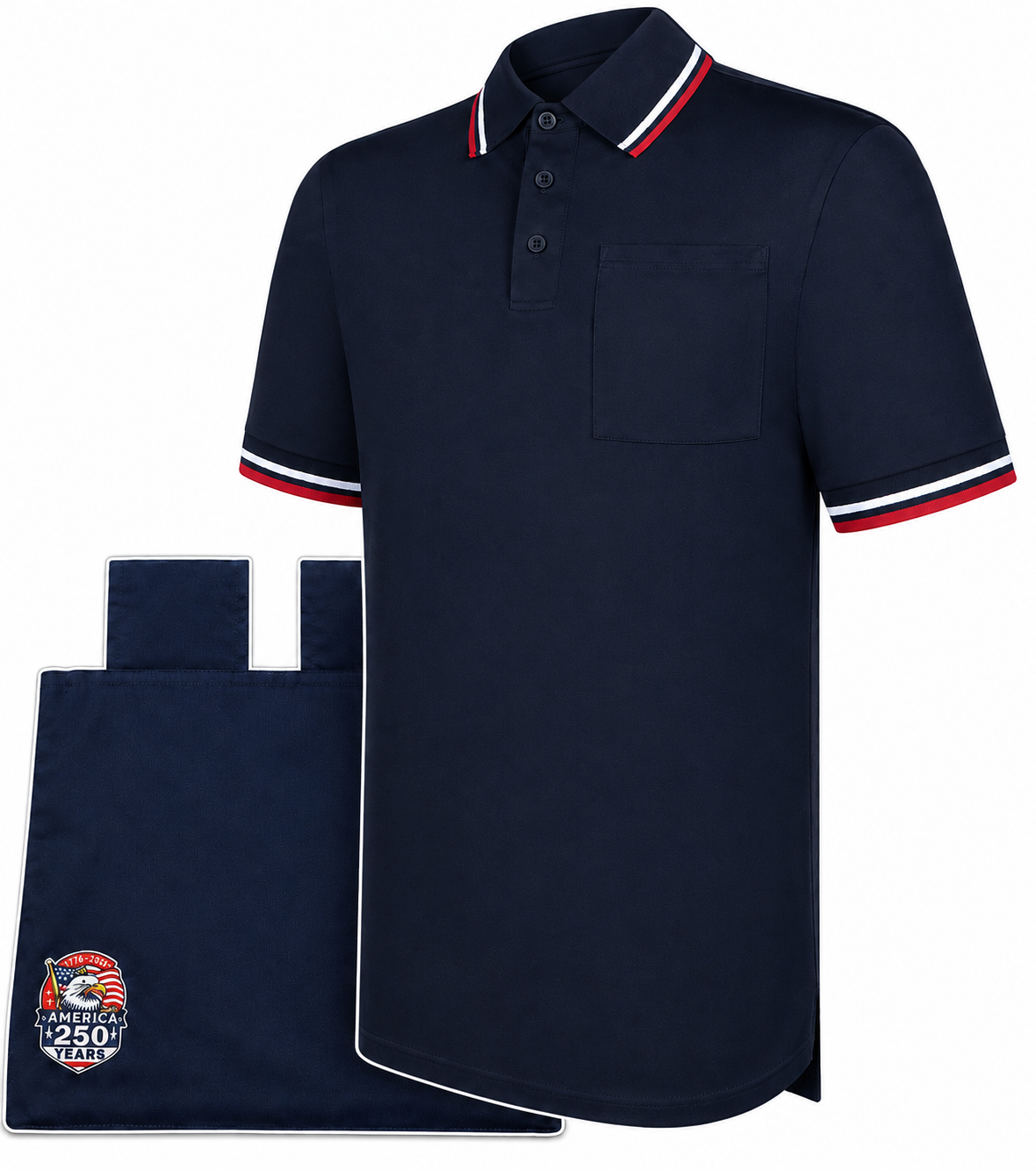 Navy Blue Umpire Shirt & "America 250" Oversized Ball Bag Kit