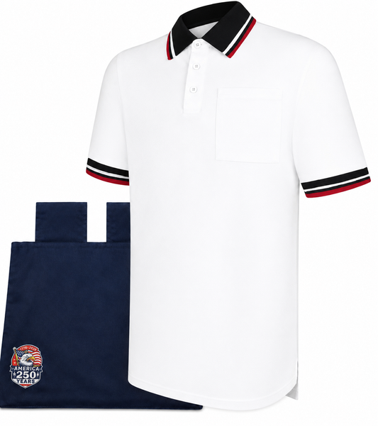 White Umpire Shirt & "America 250" Oversized Ball Bag Kit