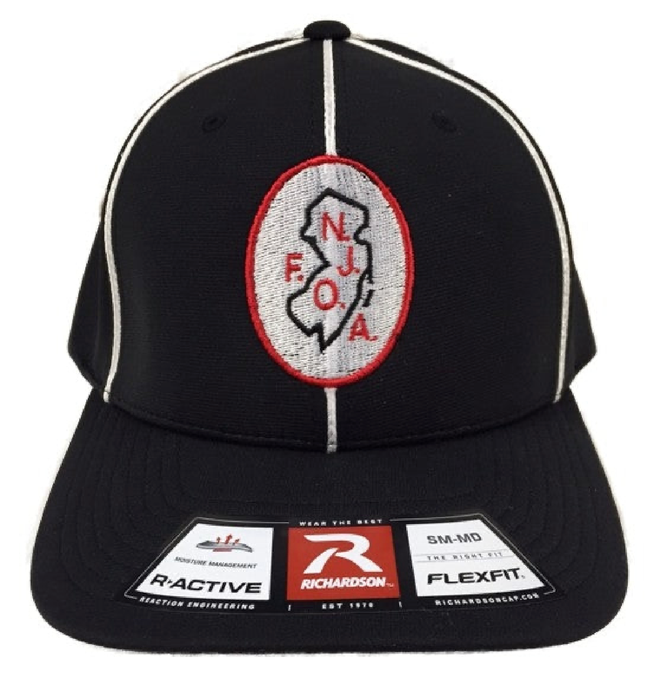 NJFOA Ignite LT Black W/ White Piping Referee Cap
