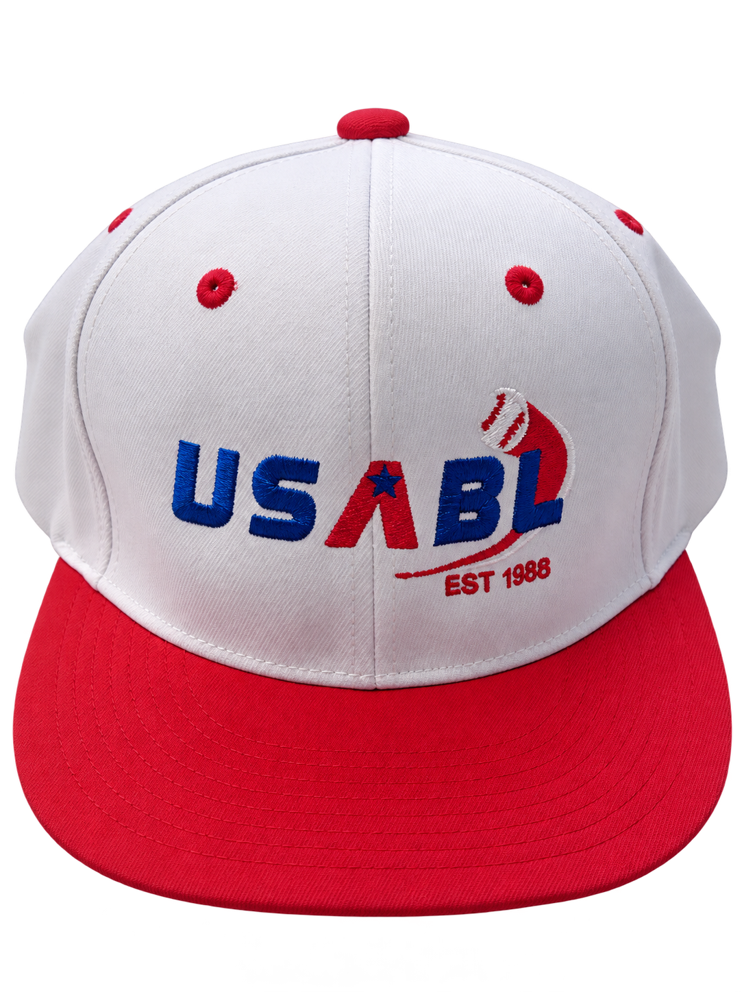 USABL 8-Stitch Base Model Stretch-Fit Cap – White/Red