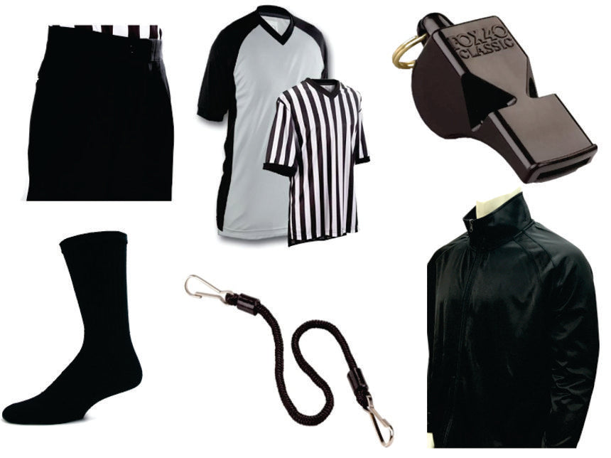 Six Piece Basketball Referee Package Includes Moisture Wicking Vneck