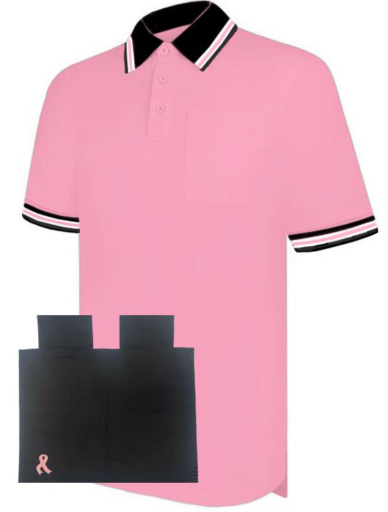 Pink Umpire Shirt & Black Ball Bag W/ Pink Ribbon Kit