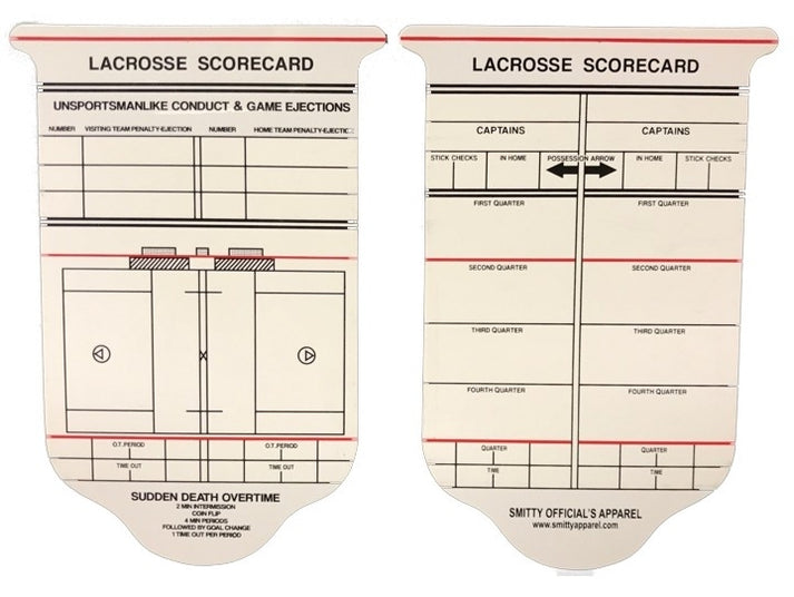 Lacrosse Referee Official's Pocket Game Scorecard Smitteez Sportswear