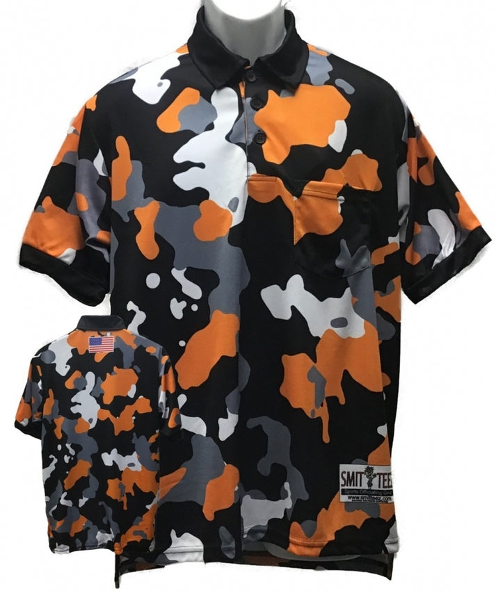Orange & Black Camo Baseball Umpire Shirt & Uniform Top Smitteez